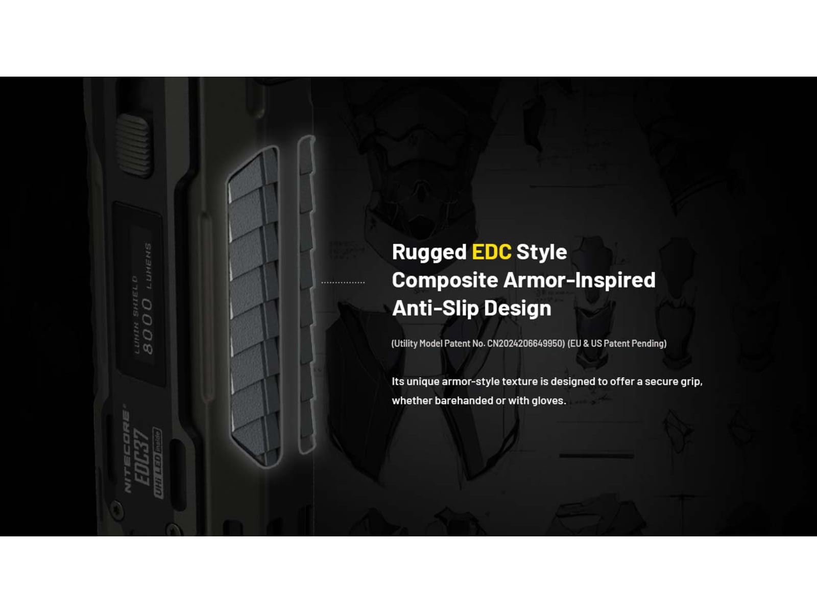 Nitecore EDC37 USB-C Rechargeable 8000 Lumens LED EDC Flashlight Black