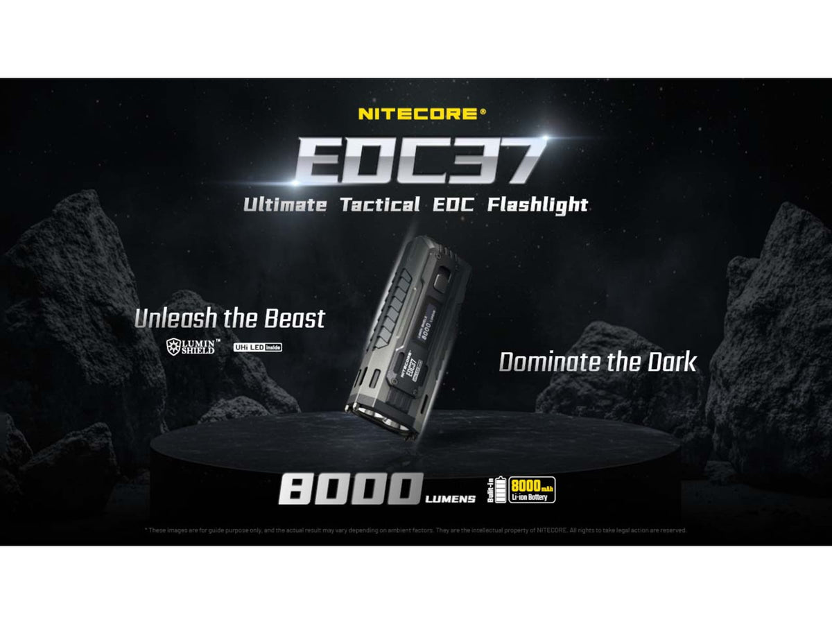 Nitecore EDC37 USB-C Rechargeable 8000 Lumens LED EDC Flashlight Black