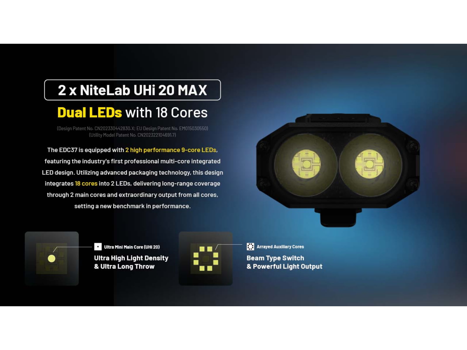 Nitecore EDC37 USB-C Rechargeable 8000 Lumens LED EDC Flashlight Black