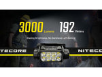Nitecore HC75 UHE USB-C Rechargeable 3000 Lumens LED Zoomable Headlamp Black
