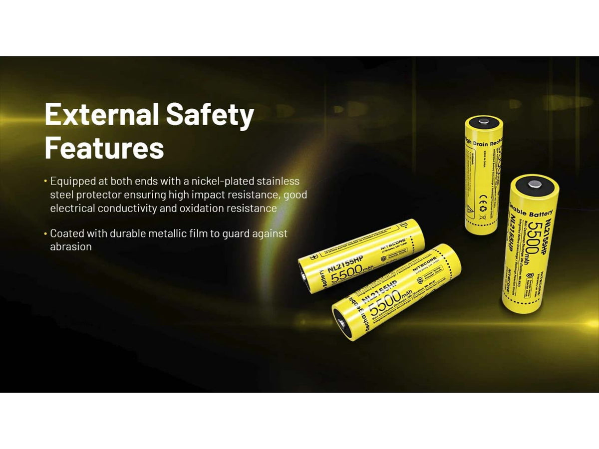 Nitecore NL2155HP 5500mAh 21700 Rechargeable Battery Yellow 6952506497218