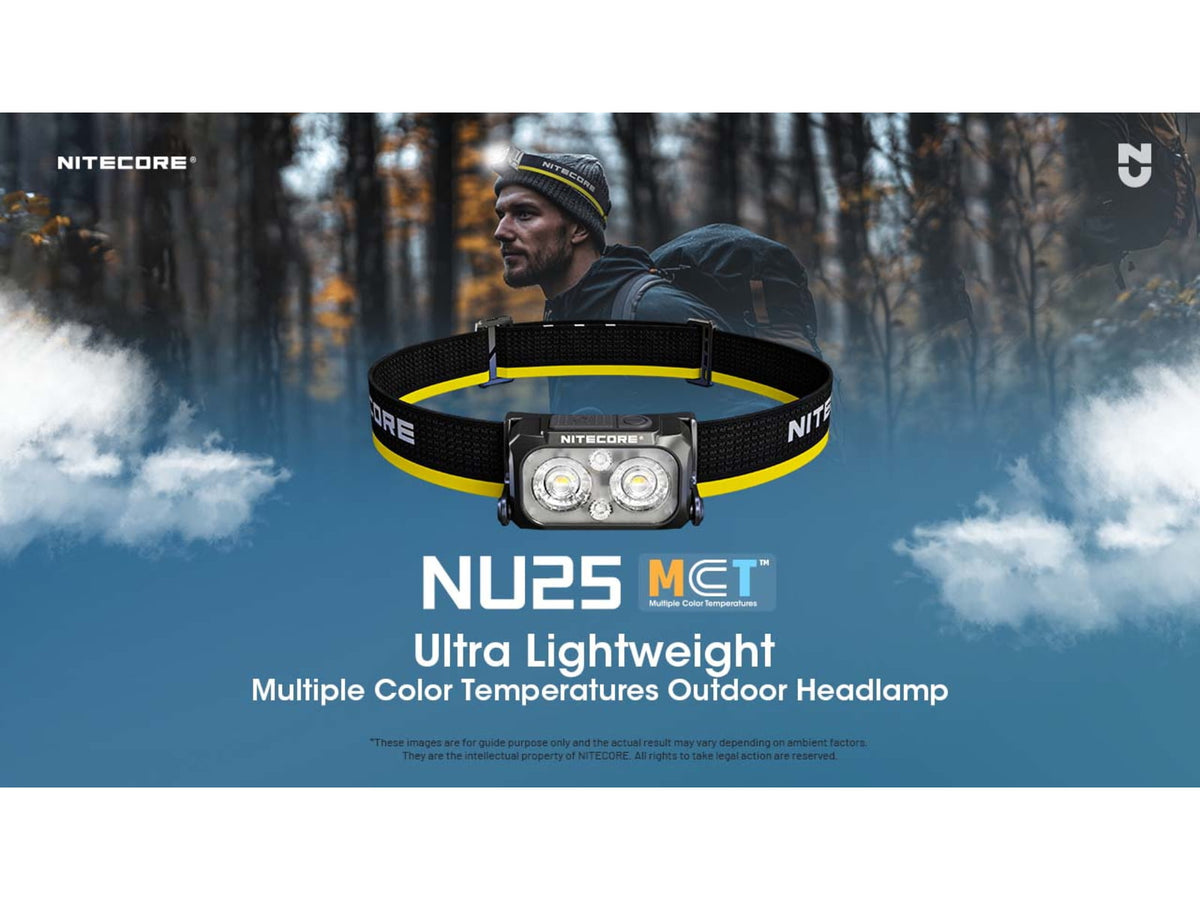 Nitecore NU25 MCT USB-C Rechargeable 400 Lumens LED Multi-Temperature Headlamp Black
