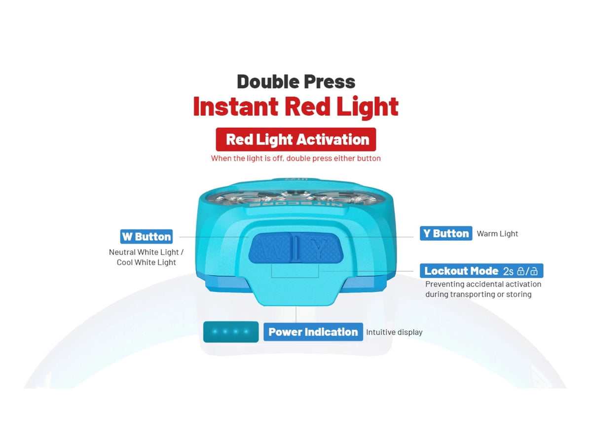 Nitecore UT27 MB 800 Lumen Trail Running Headlamp w/ Red Running Light Blue UT27-MB