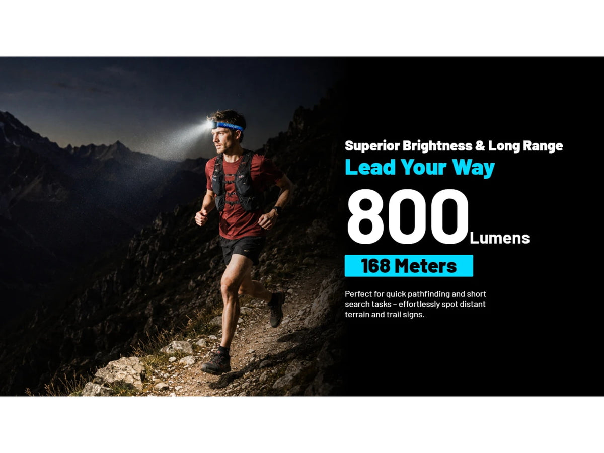 Nitecore UT27 MB 800 Lumen Trail Running Headlamp w/ Red Running Light Blue UT27-MB