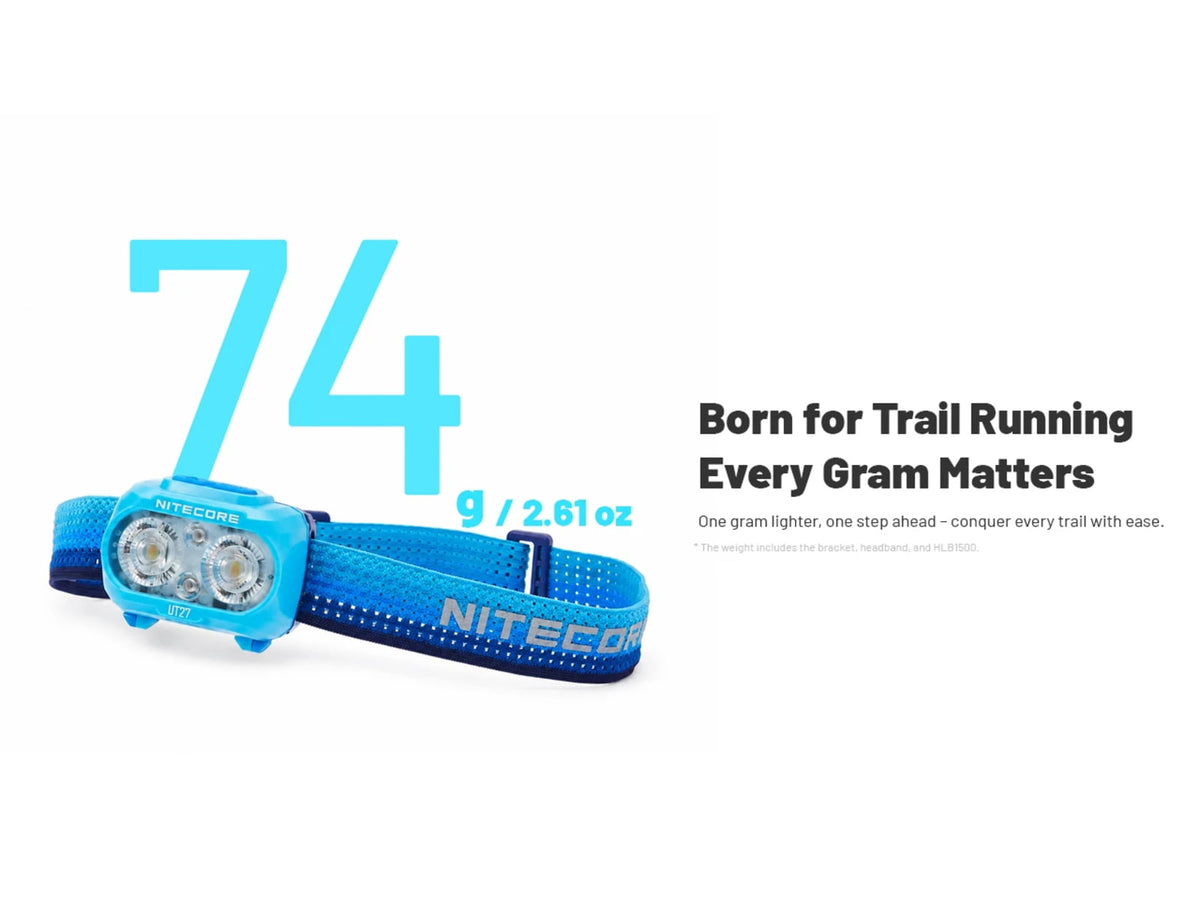 Nitecore UT27 MB 800 Lumen Trail Running Headlamp w/ Red Running Light Blue UT27-MB