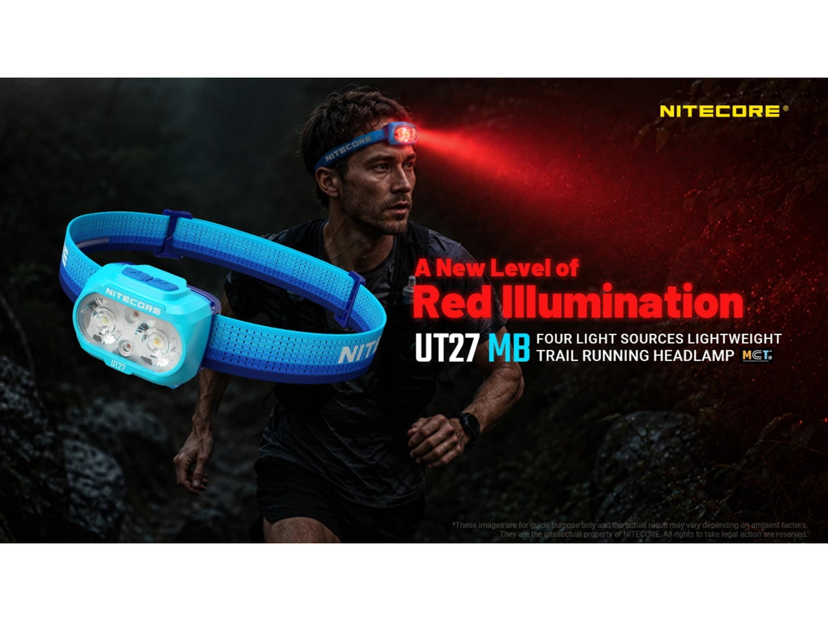 Nitecore UT27 MB 800 Lumen Trail Running Headlamp w/ Red Running Light Blue UT27-MB