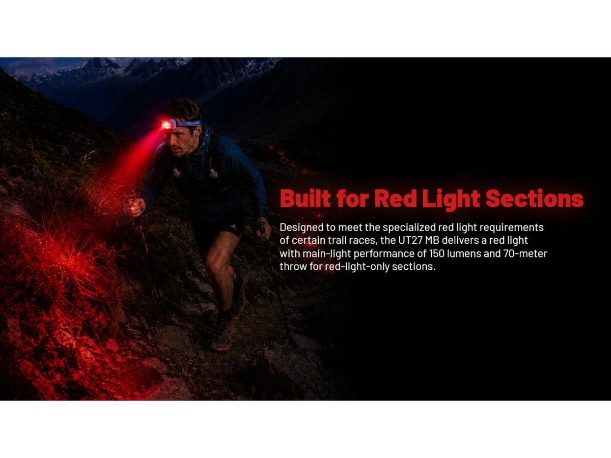 Nitecore UT27 MB 800 Lumen Trail Running Headlamp w/ Red Running Light Blue UT27-MB
