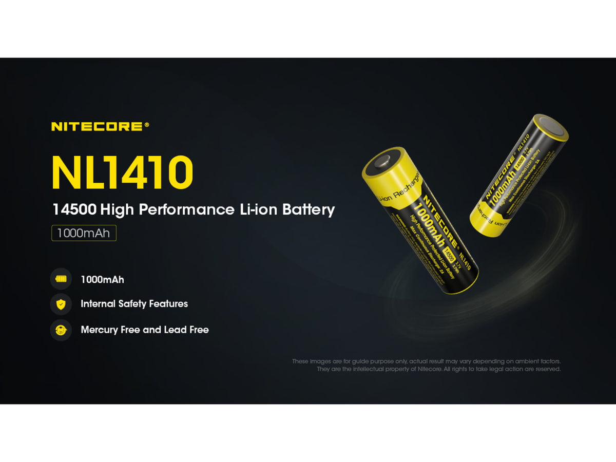 Nitecore NL1410 1000mAh Rechargeable 14500 Battery Black/Yellow