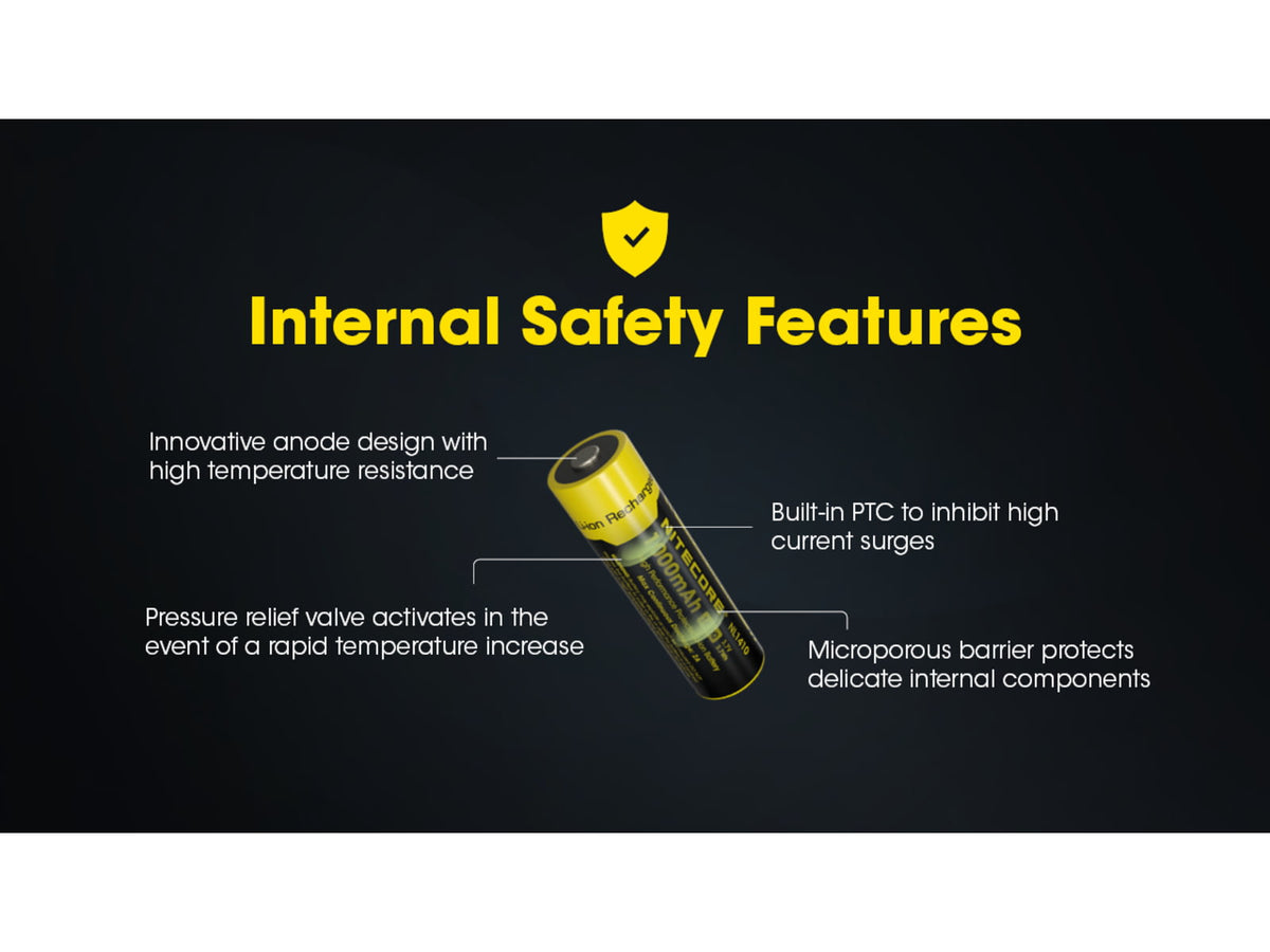 Nitecore NL1410 1000mAh Rechargeable 14500 Battery Black/Yellow
