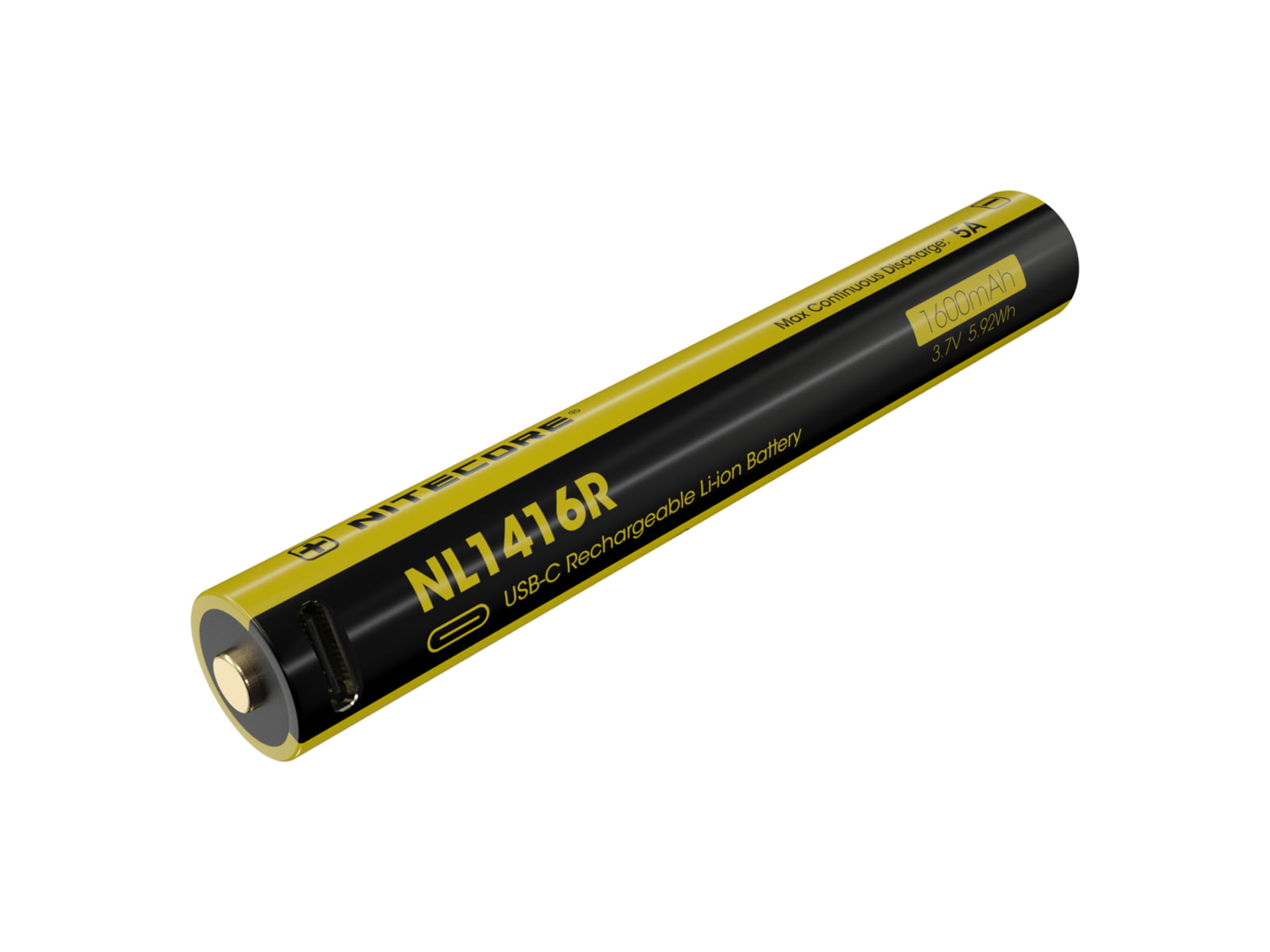 Nitecore NL1416R 1600mAh USB-C Rechargeable Battery for MT2A Pro Black/Yellow 6952506496471