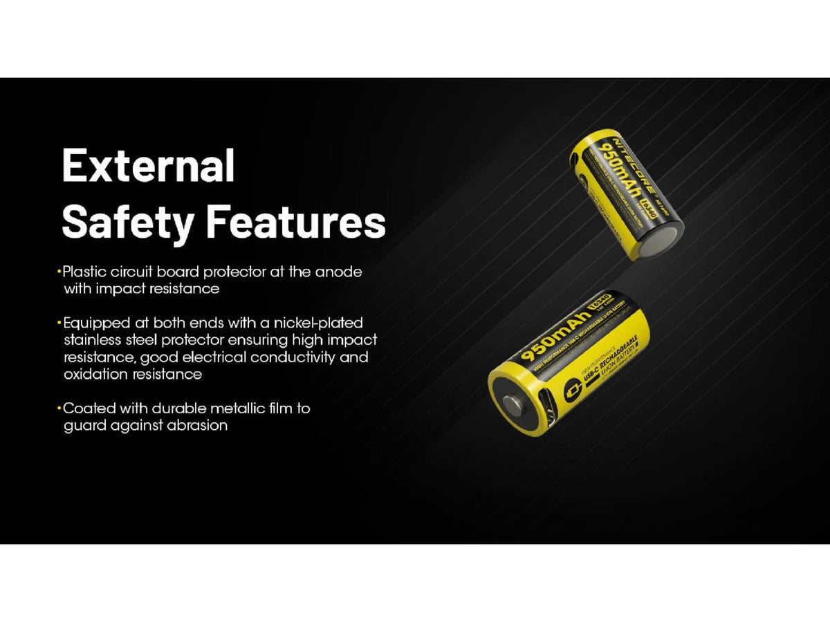 Nitecore NL169R 950mAh USB-C Rechargeable 16340 Battery