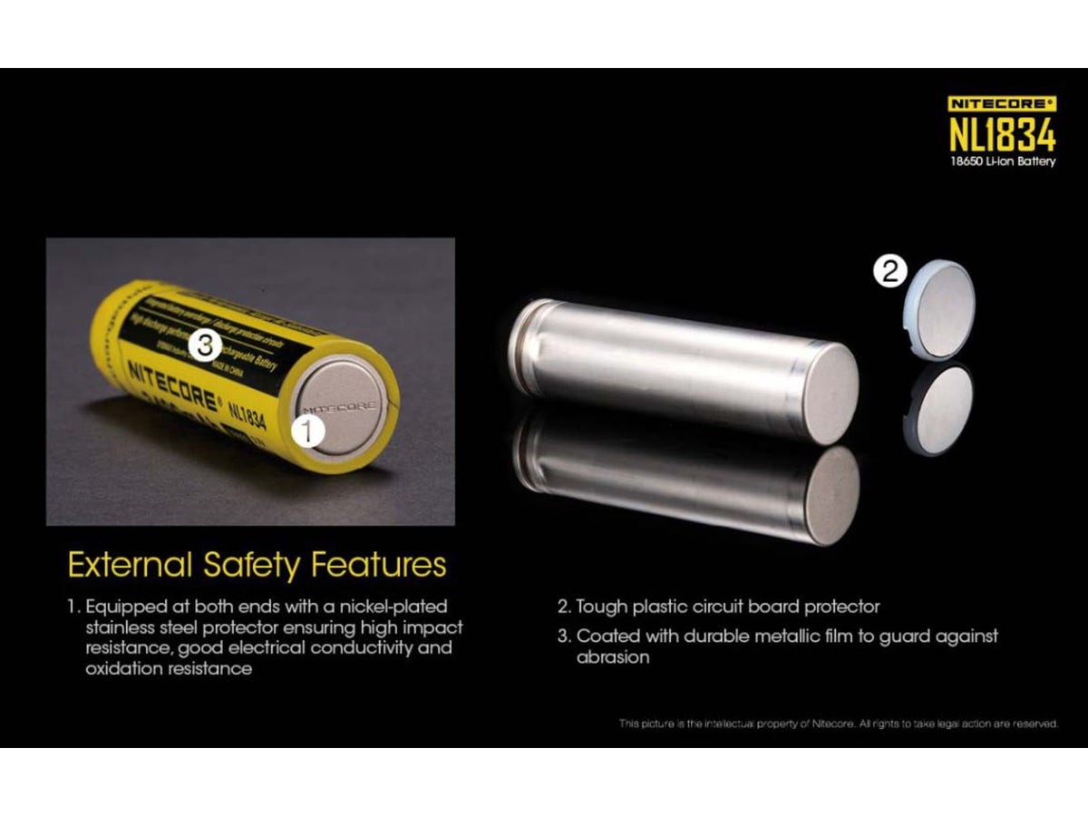 Nitecore NL1834 3400mAh Rechargeable 18650 Battery Yellow
