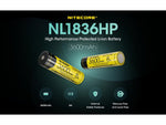 Nitecore NL1836HP 3600mAh Rechargeable 18650 Battery Yellow BAT-NITE-18650-NL1836HP