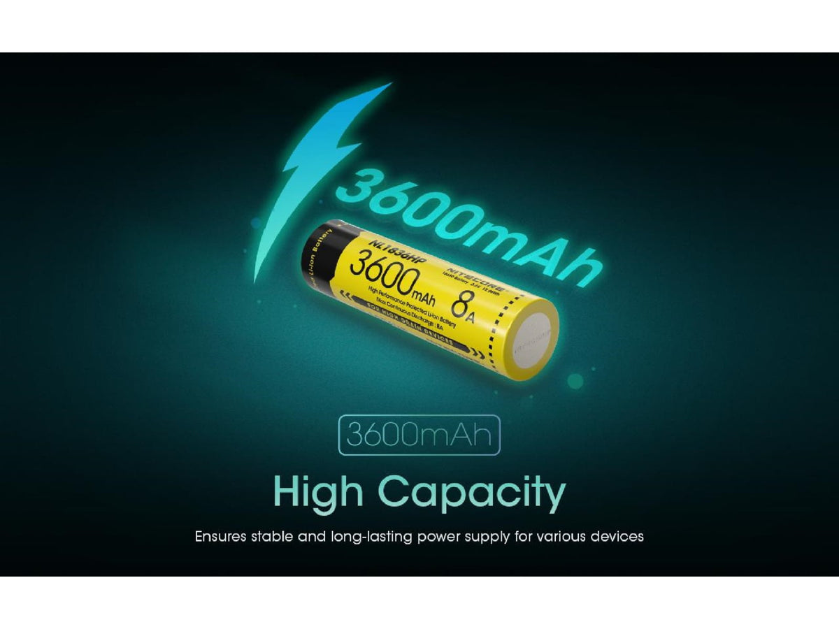 Nitecore NL1836HP 3600mAh Rechargeable 18650 Battery Yellow BAT-NITE-18650-NL1836HP