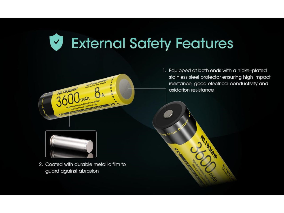 Nitecore NL1836HP 3600mAh Rechargeable 18650 Battery Yellow BAT-NITE-18650-NL1836HP