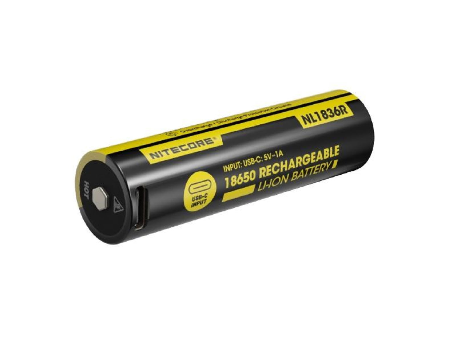 Nitecore NL1836R 3600mAh USB-C Rechargeable 18650 Battery Yellow
