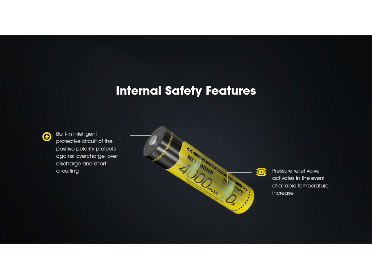 Nitecore NL1840HP 4000mAh Rechargeable 18650 Battery Black/Yellow
