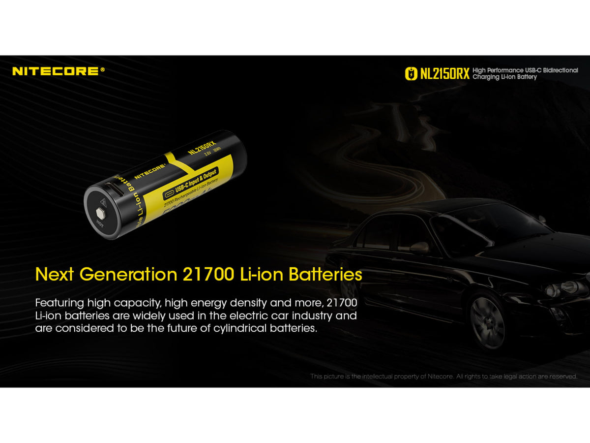 Nitecore NL2150RX 5000mAh USB-C Rechargeable 21700 Battery Black/Yellow 6952506495535
