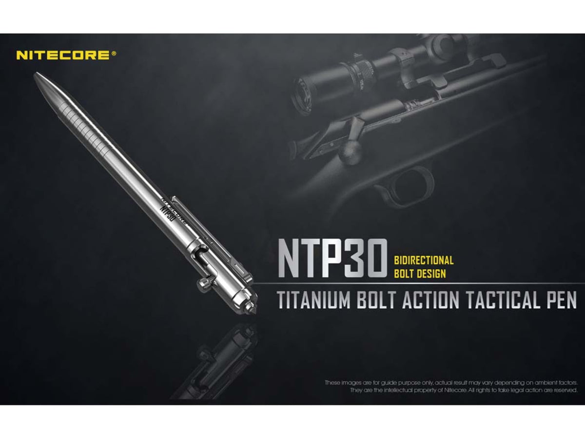 Nitecore NTP30 Titanium Bidirectional Bolt Action Tactical Pen Silver 6952506492879