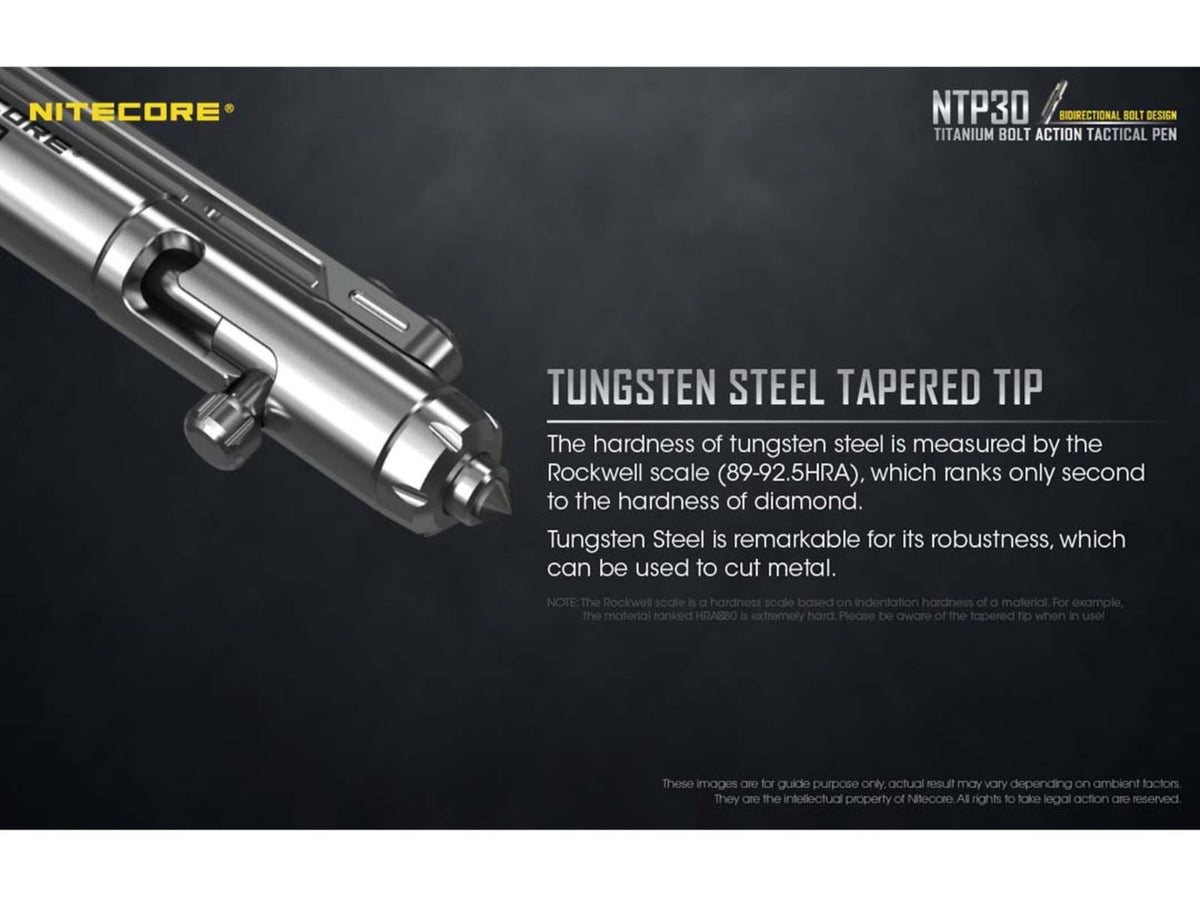 Nitecore NTP30 Titanium Bidirectional Bolt Action Tactical Pen Silver 6952506492879