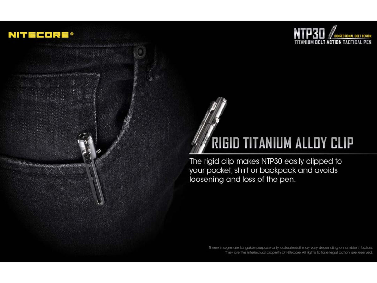 Nitecore NTP30 Titanium Bidirectional Bolt Action Tactical Pen Silver 6952506492879