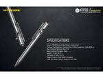 Nitecore NTP30 Titanium Bidirectional Bolt Action Tactical Pen Silver 6952506492879