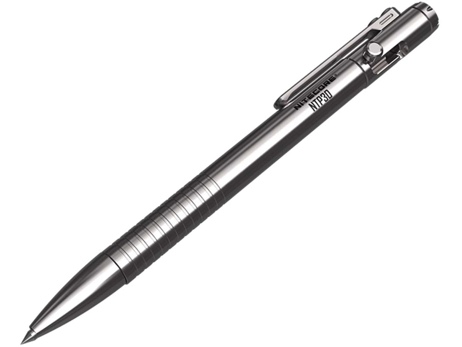 Nitecore NTP30 Titanium Bidirectional Bolt Action Tactical Pen Silver 6952506492879