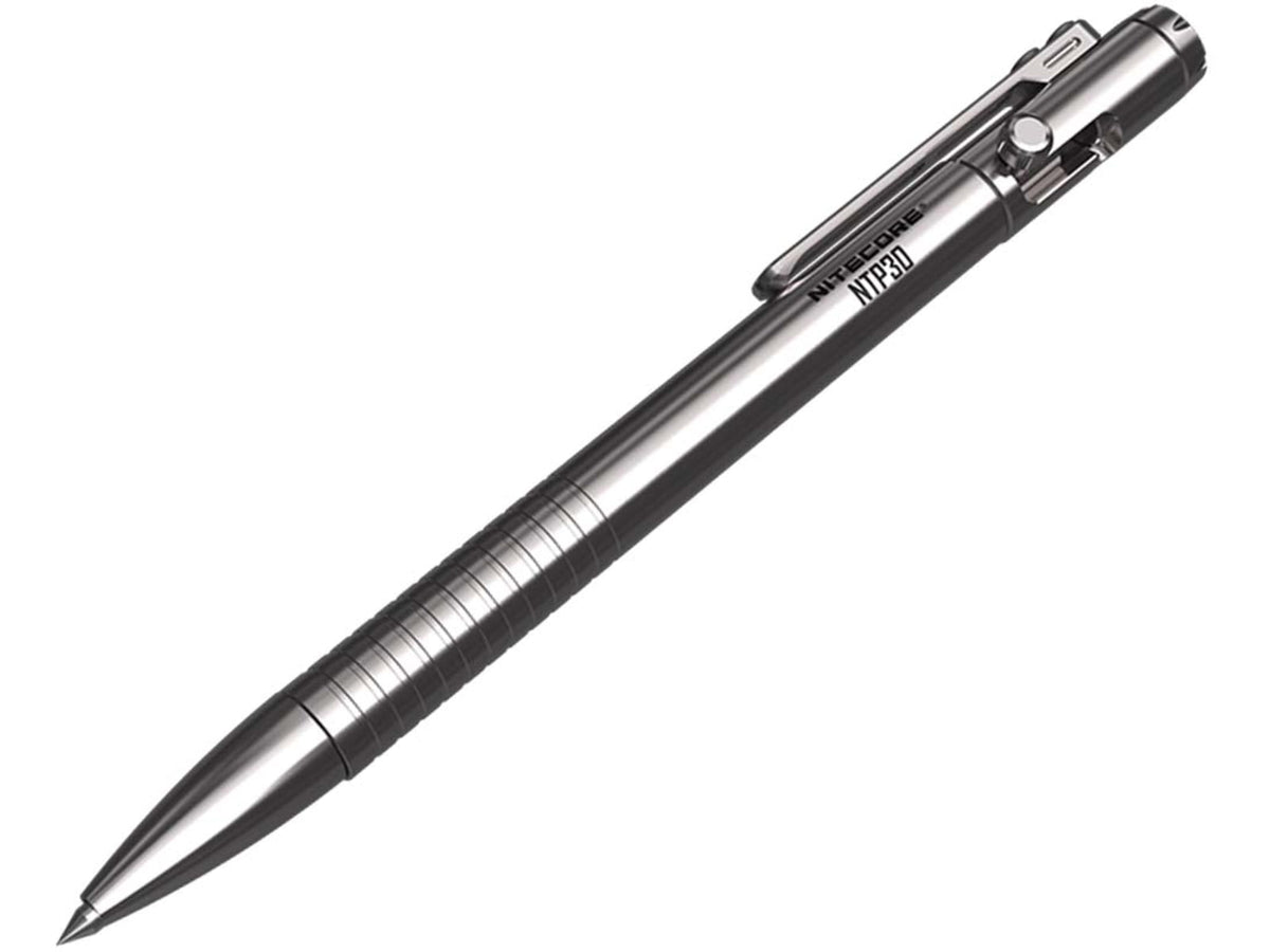 Nitecore NTP30 Titanium Bidirectional Bolt Action Tactical Pen Silver 6952506492879