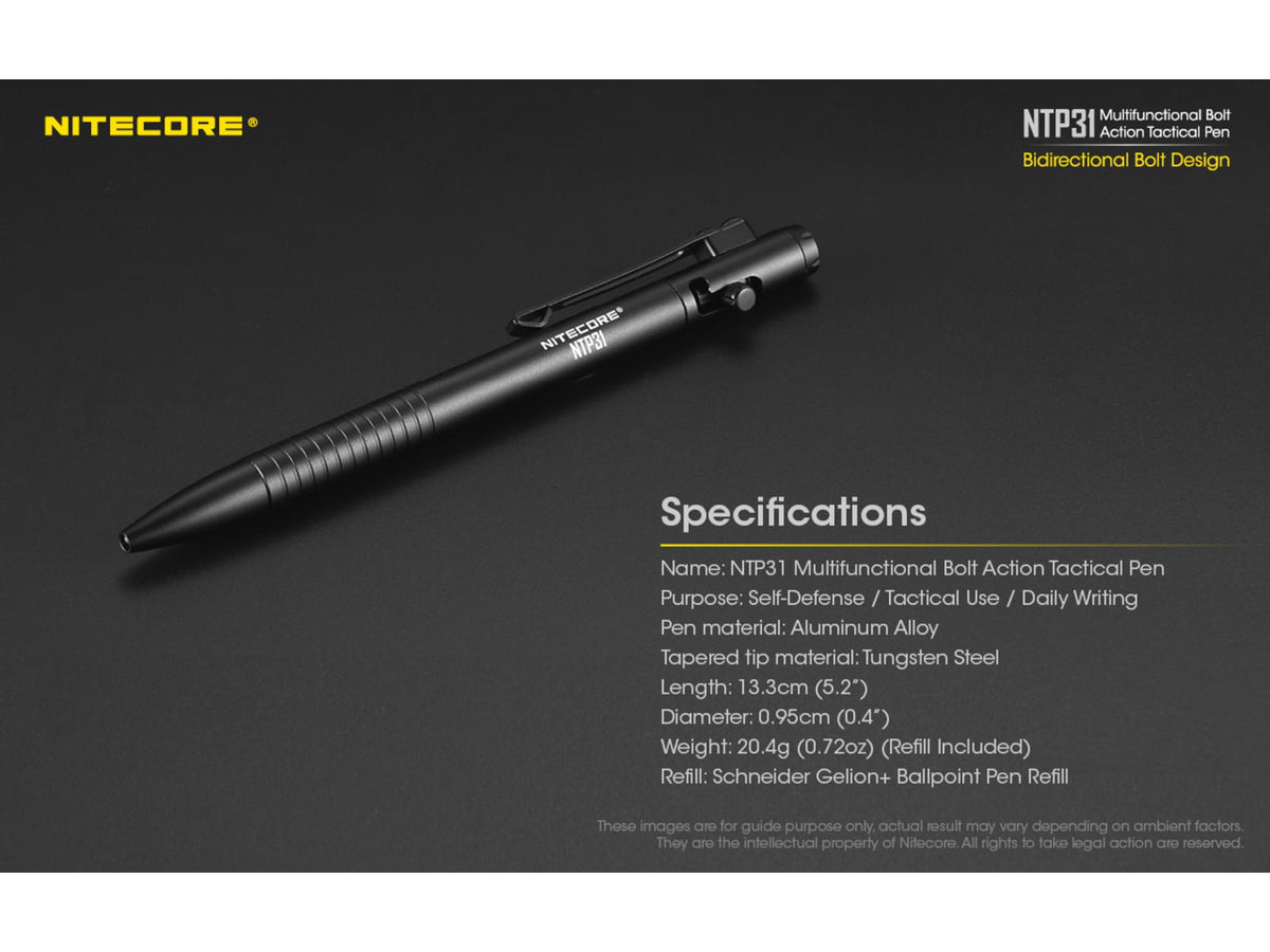 Nitecore NTP31 Bolt Action Tactical Pen Black 6952506494149