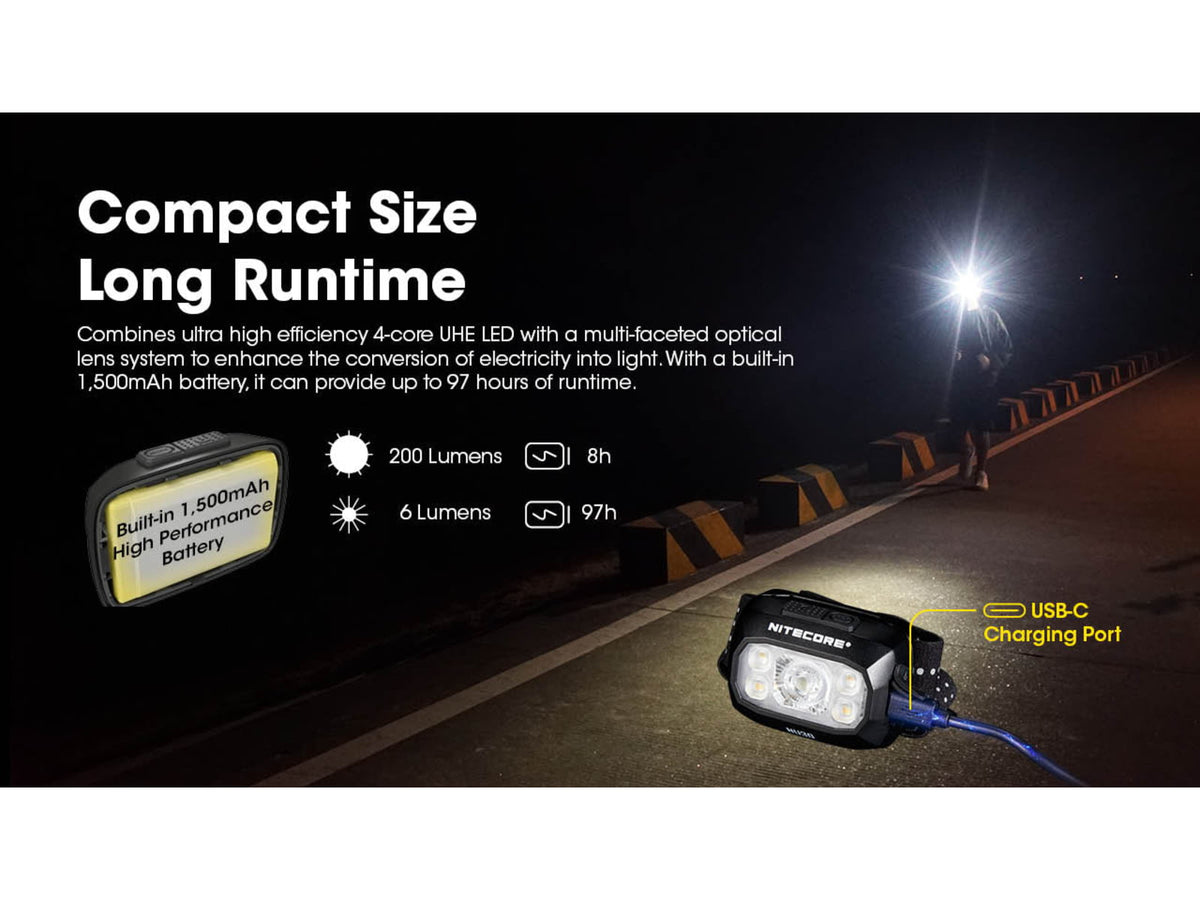 Nitecore NU30 500 Lumen USB-C Rechargeable Headlamp Black NU30