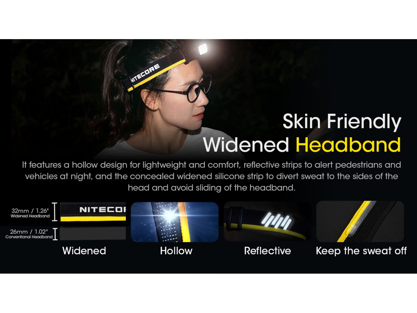 Nitecore NU43 LED Lightweight USB-C Rechargeable Headlamp 3400mAh Battery White/Red 1400 Lumens Black