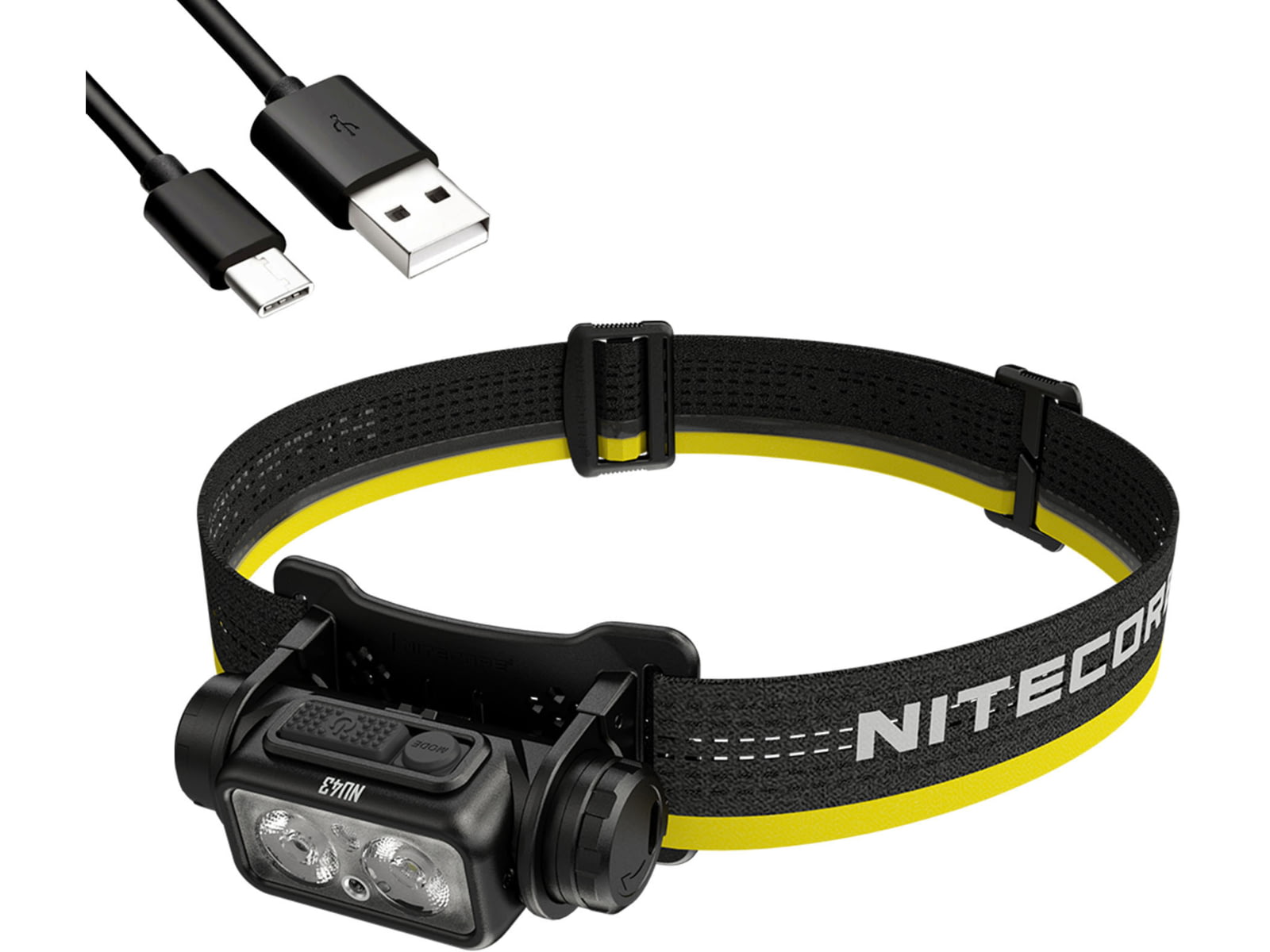 Nitecore NU43 LED Lightweight USB-C Rechargeable Headlamp 3400mAh Battery White/Red 1400 Lumens Black