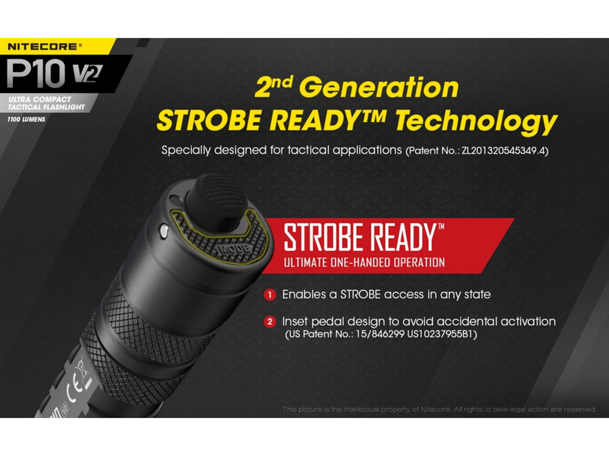 Nitecore P10 v2 CREE XP-L2 V6 LED Compact EDC Flashlight White 1100 Lumens Black