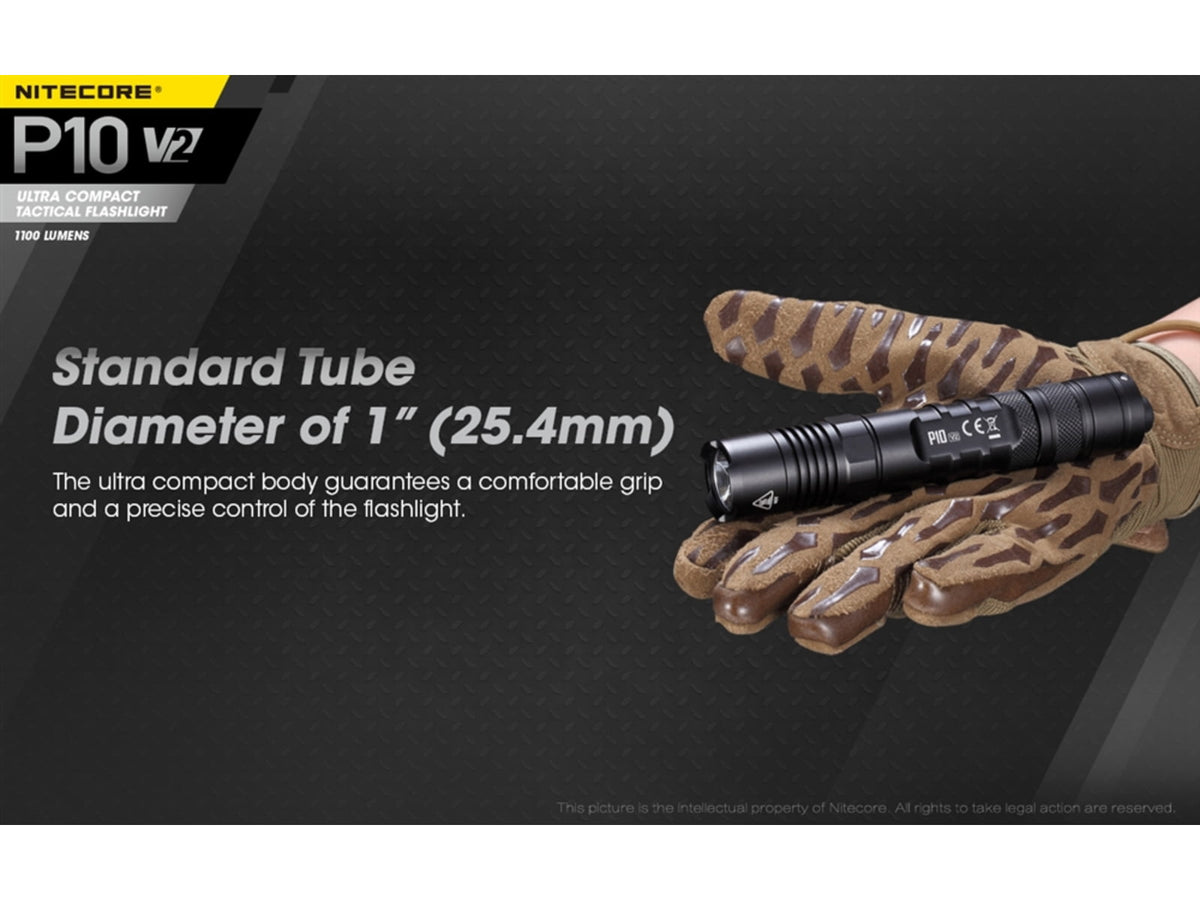 Nitecore P10 v2 CREE XP-L2 V6 LED Compact EDC Flashlight White 1100 Lumens Black