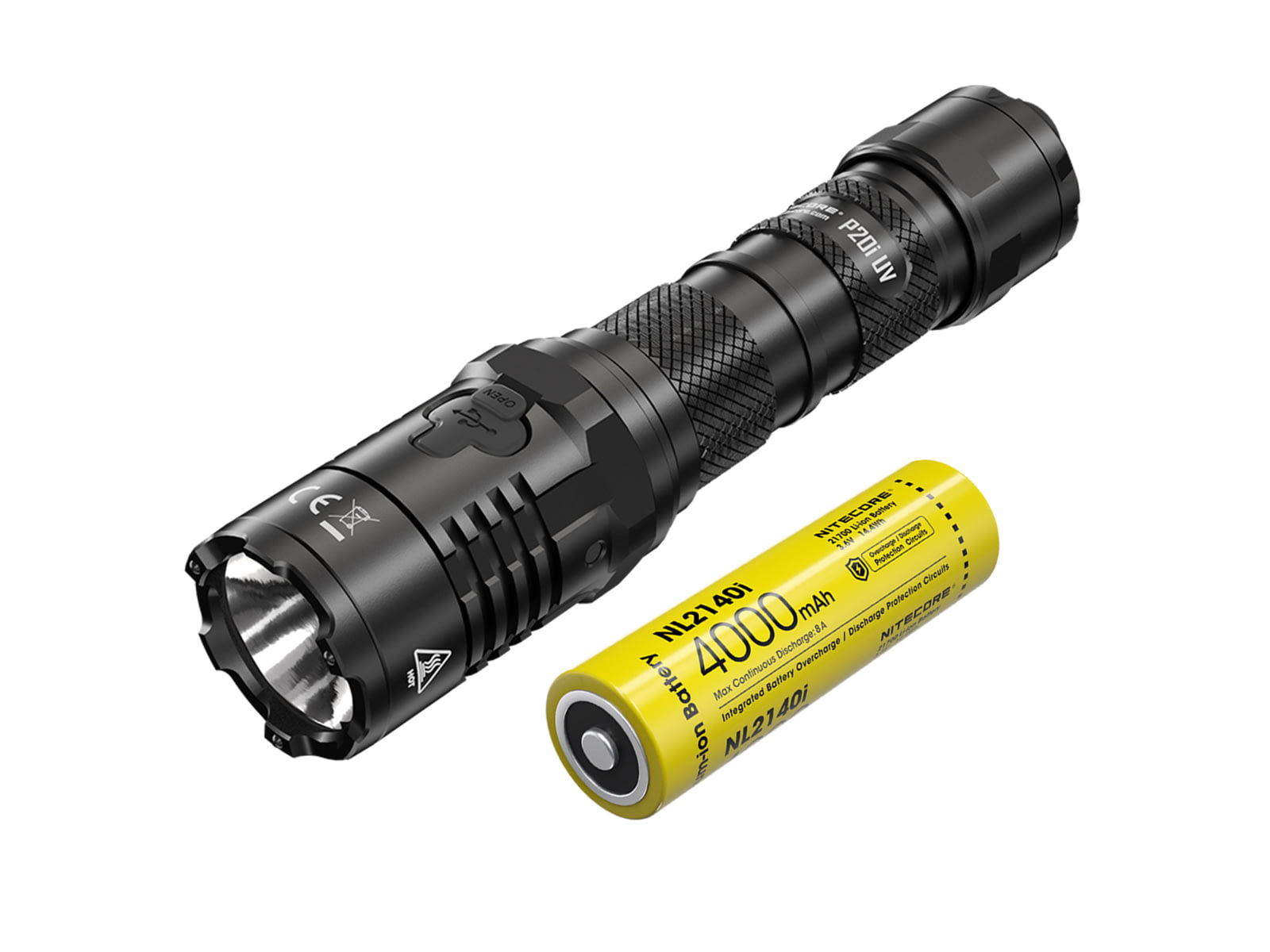 Nitecore P20i UV Luminus SST-40-W LED Rechargeable Flashlight w/UV Light 21700 White 1800 Lumens Black