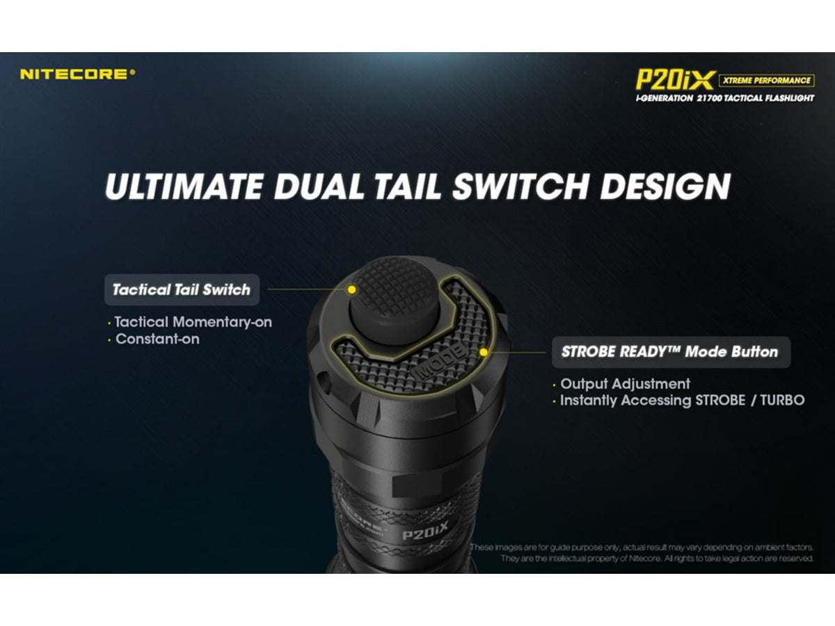 Nitecore P20iX CREE XP-L2 V6 LEDs USB-C Rechargeable Flashlight 21700 White 4000 Lumens Black