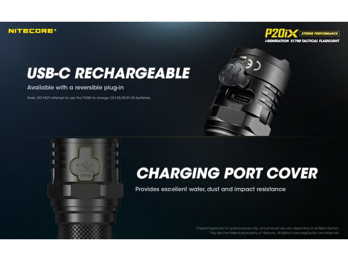 Nitecore P20iX CREE XP-L2 V6 LEDs USB-C Rechargeable Flashlight 21700 White 4000 Lumens Black