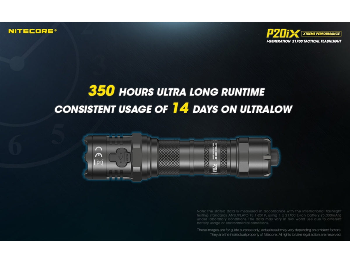 Nitecore P20iX CREE XP-L2 V6 LEDs USB-C Rechargeable Flashlight 21700 White 4000 Lumens Black