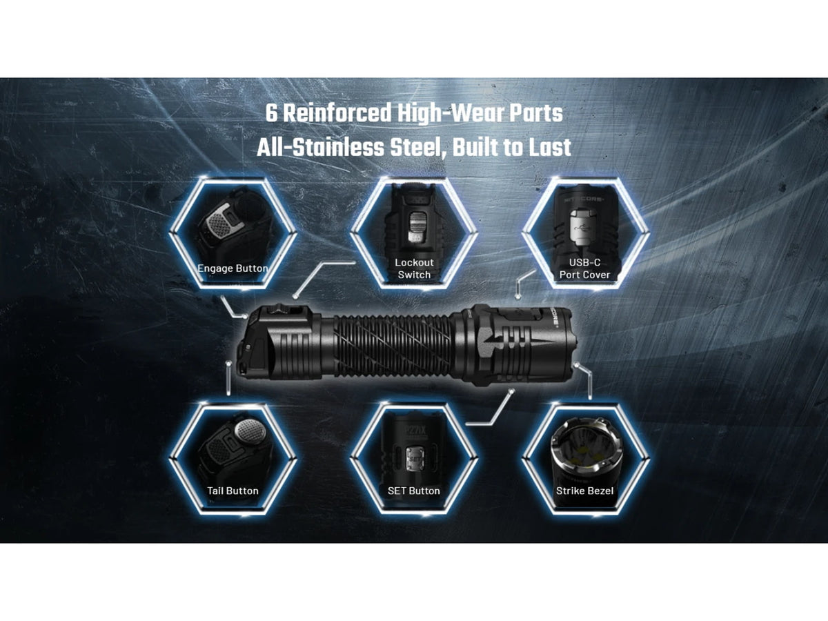 Nitecore P27iX 5000 Lumen 21700 Li-Ion Rechargeable LED Customizable Tactical Flashlight w/ Multi-Beam Modes Black P27iX