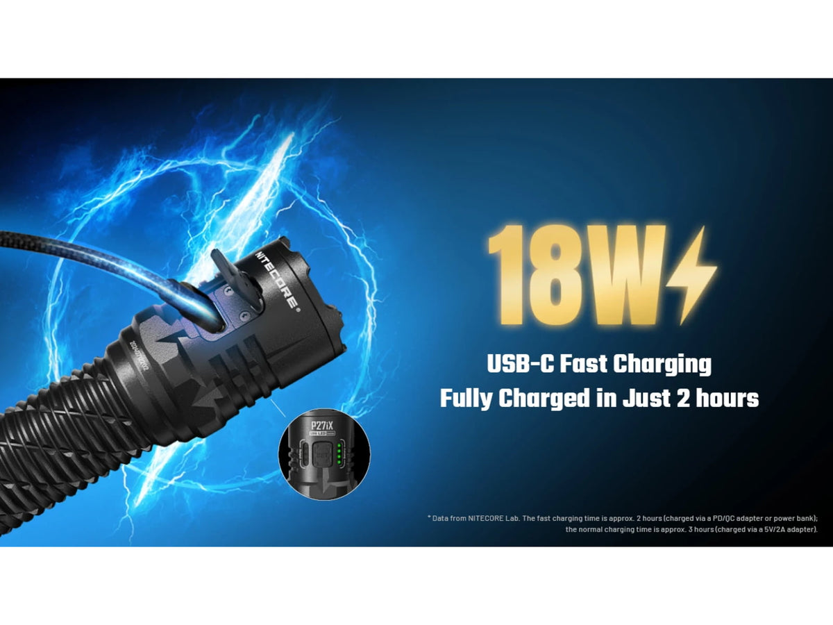 Nitecore P27iX 5000 Lumen 21700 Li-Ion Rechargeable LED Customizable Tactical Flashlight w/ Multi-Beam Modes Black P27iX