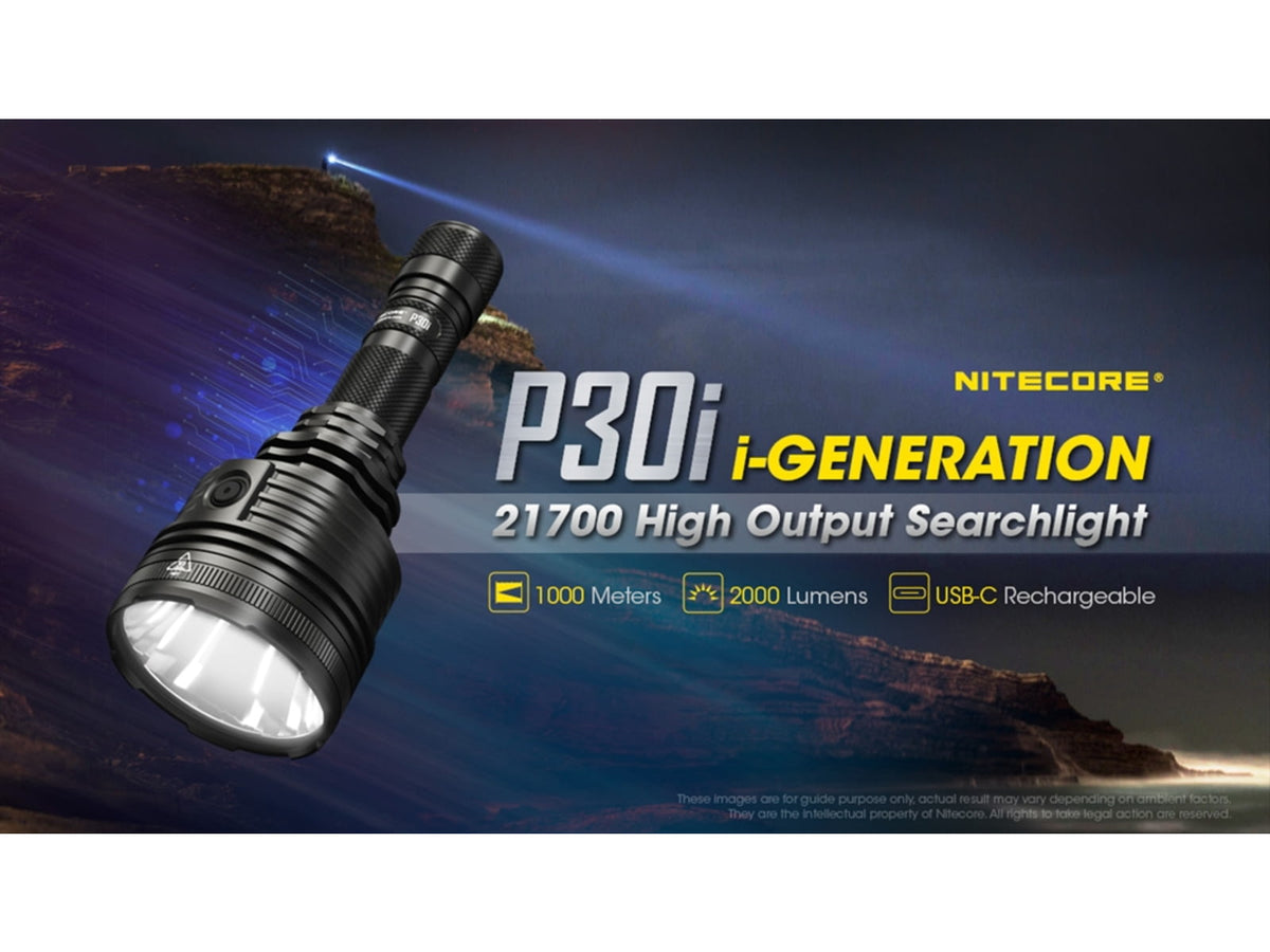 Nitecore P30i CREE XHP35 HI LED 1093 Long Throw Flashlight 21700 White 2000 Lumens Black