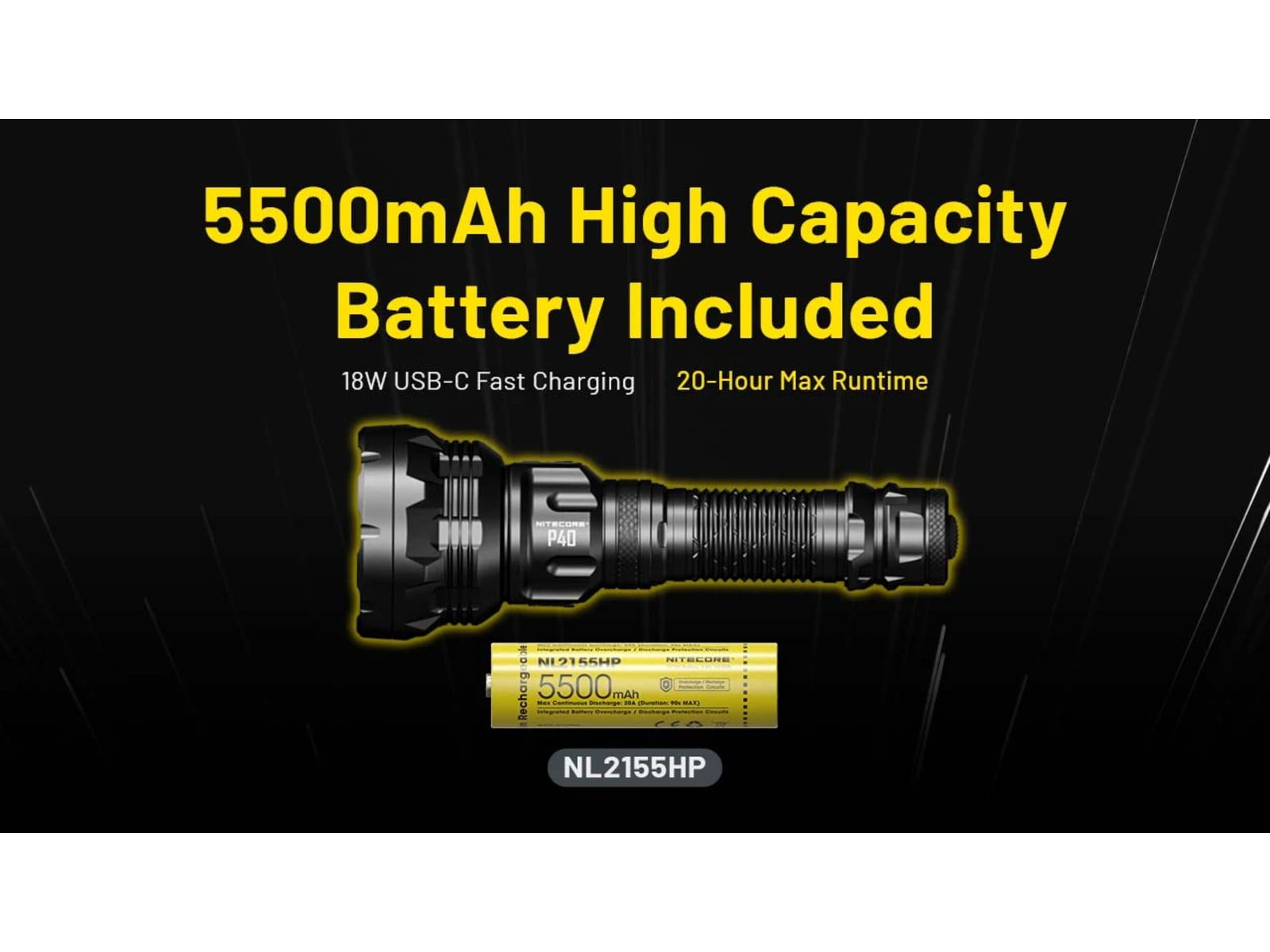 Nitecore P40 3171 Yards Ultra Long Throwing USB-C Rechargeable 2000 Lumens LED Flashlight Black