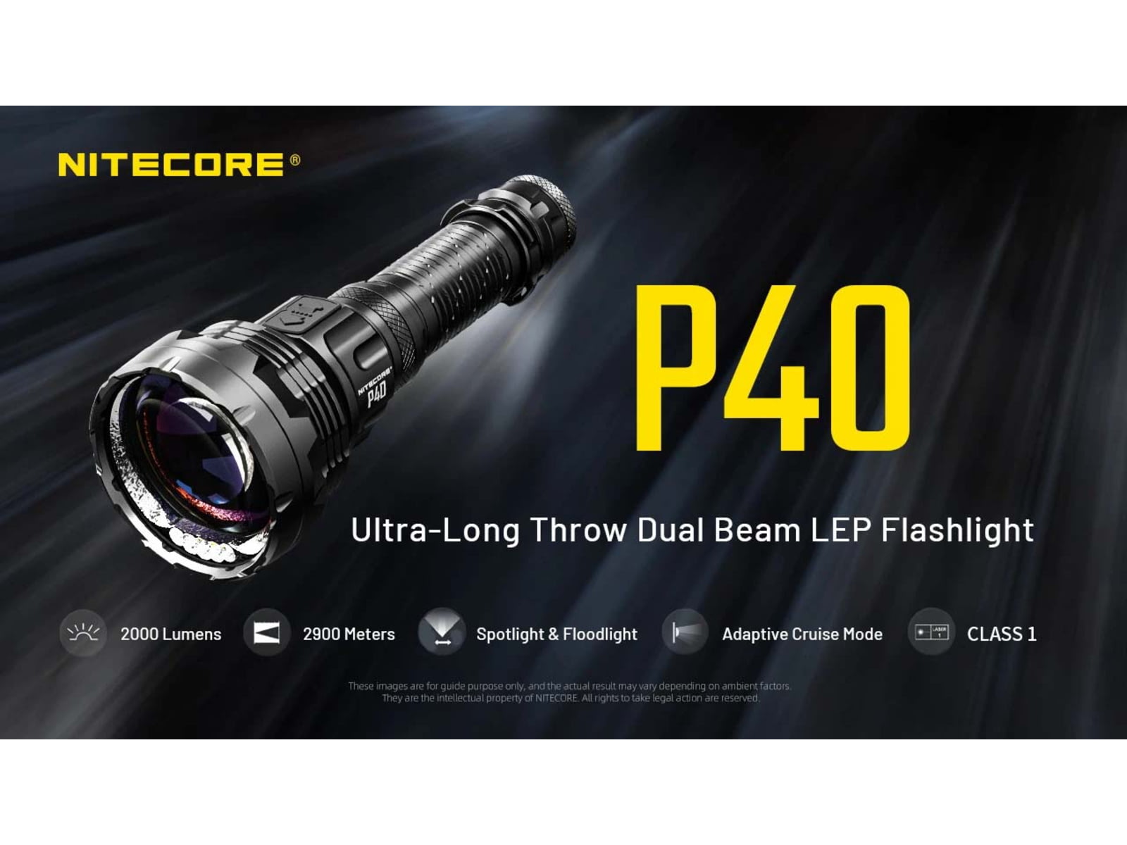 Nitecore P40 3171 Yards Ultra Long Throwing USB-C Rechargeable 2000 Lumens LED Flashlight Black