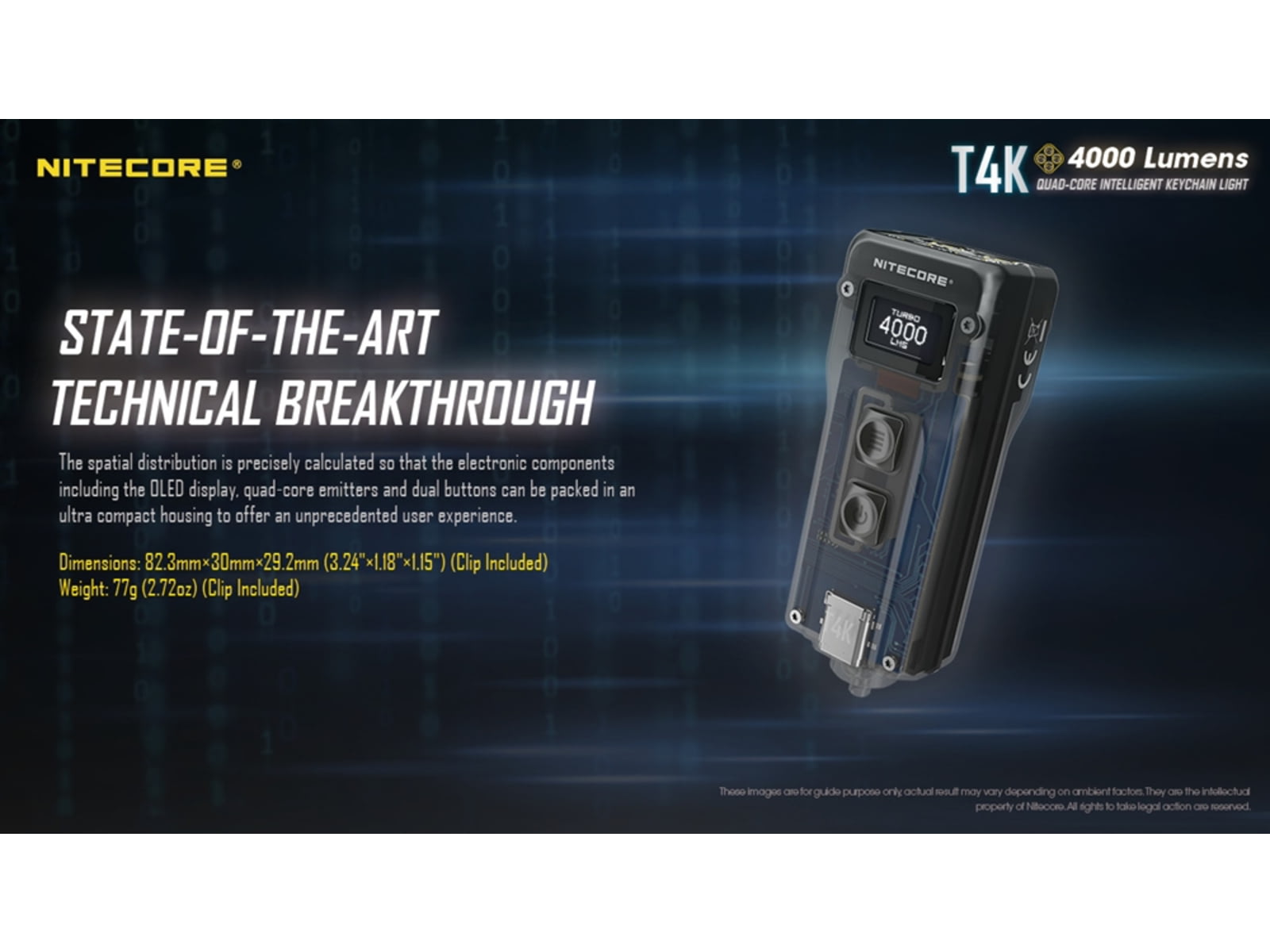 Nitecore T4K CREE XP-L2 V6 LEDs Ultra Bright EDC Flashlight White 4000 Lumens Black