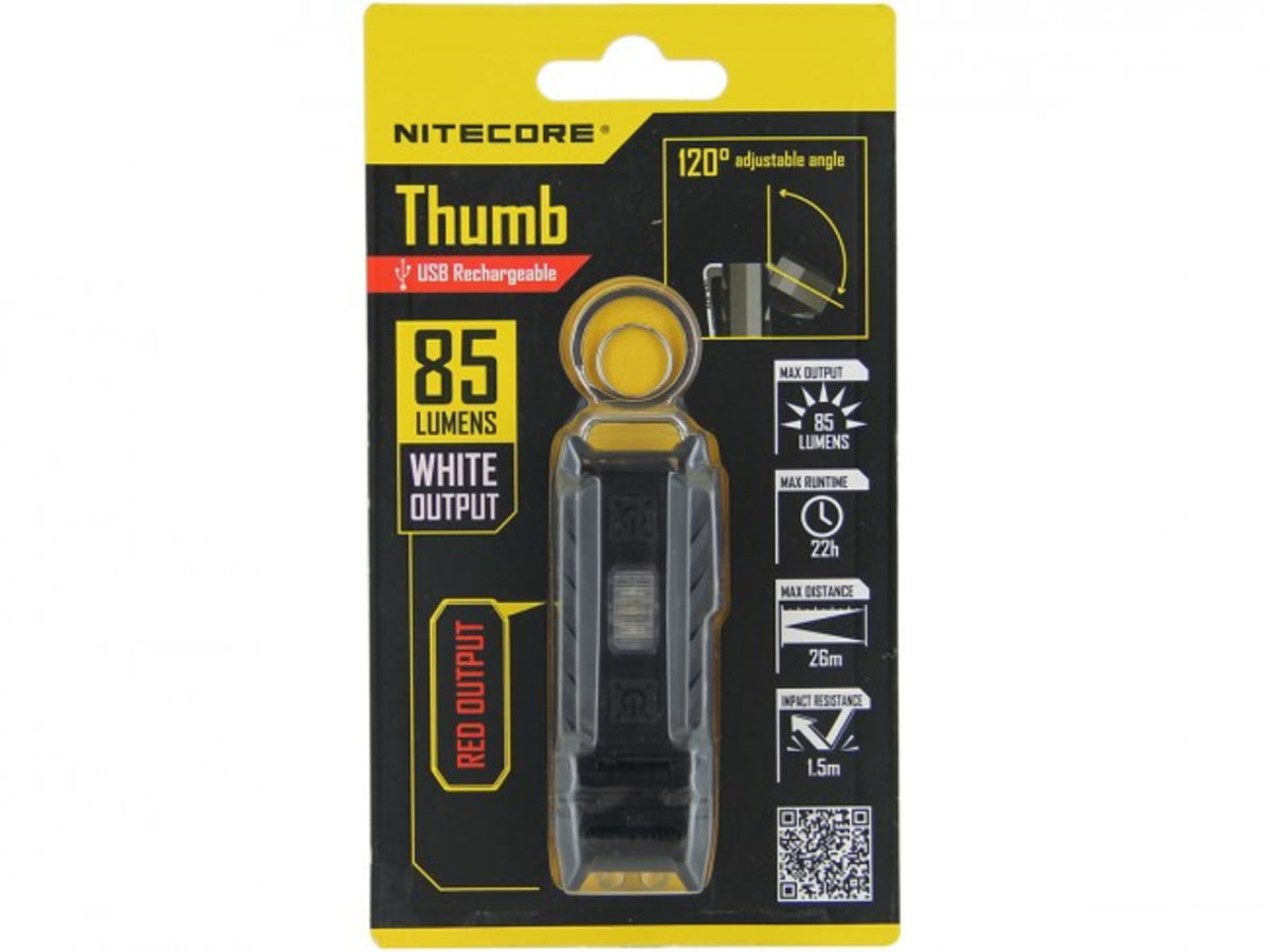 Nitecore THUMB Tiltable Keychain Light White 85 Lumens Black 6952506402281