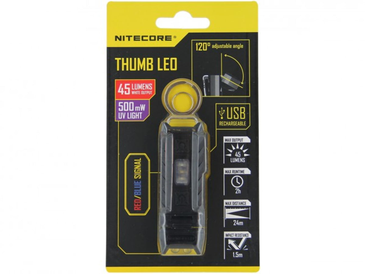 Nitecore THUMB LEO White & UV Keychain Light White/UV 45 Lumens Black 6952506402298