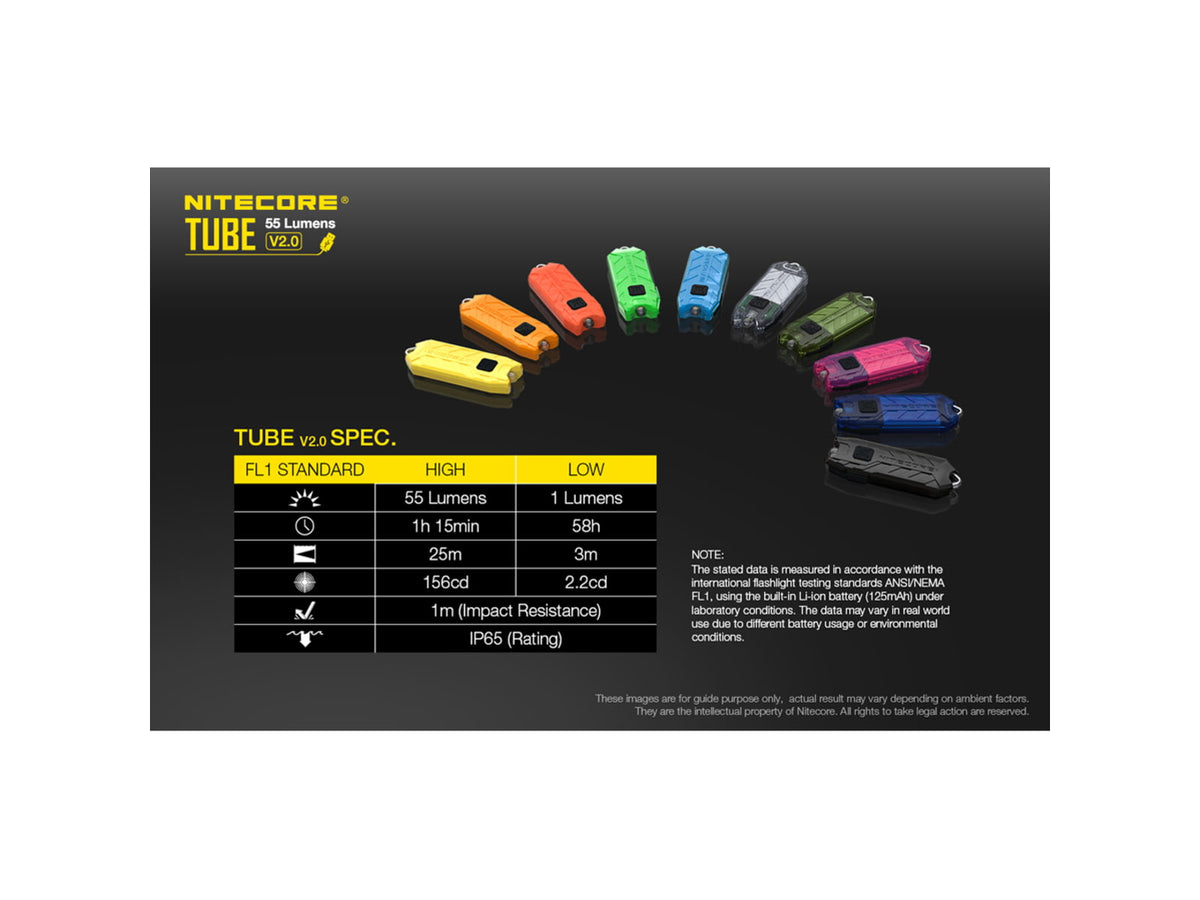 Nitecore TUBE v2.0 High Performance LED USB Rechargeable Keychain Flashlight White 55 Lumens Jacinth