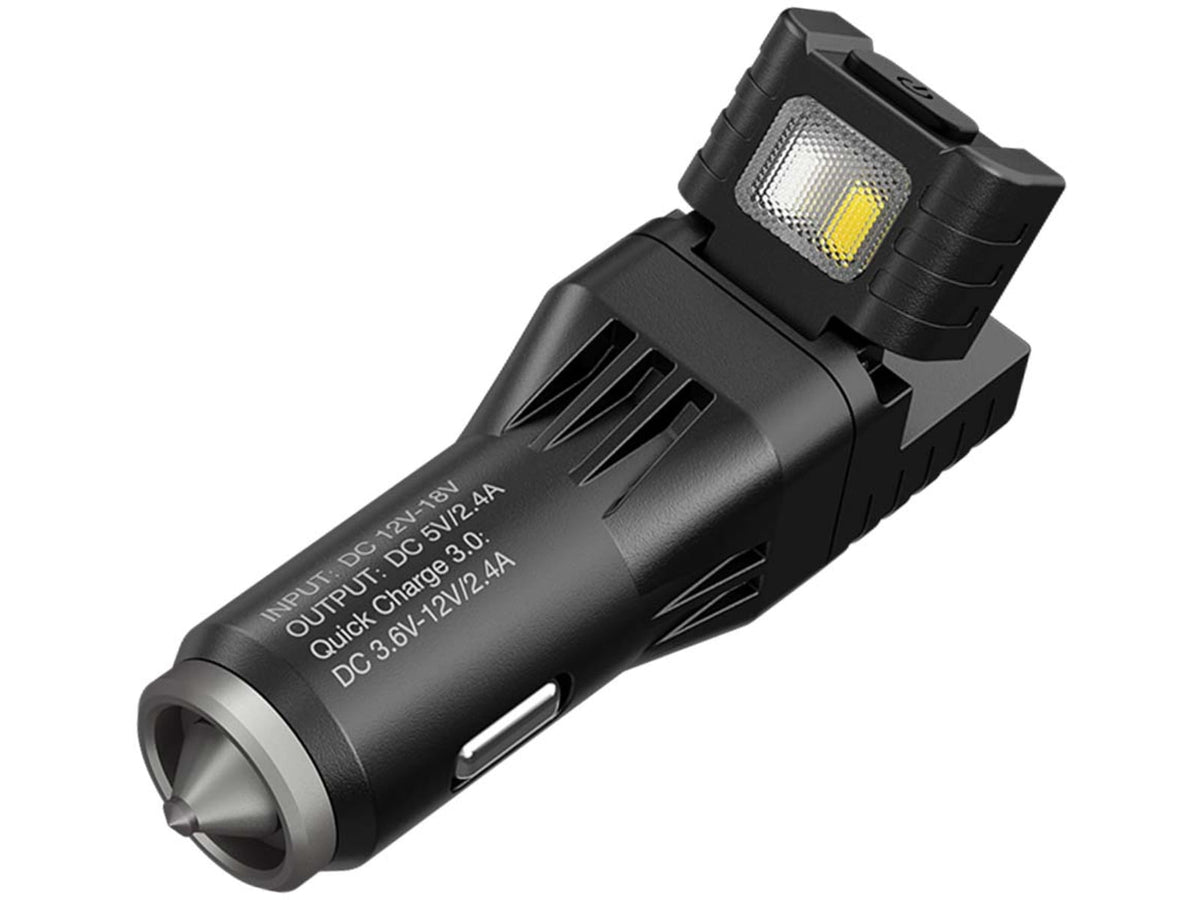 Nitecore VCL10 QuickCharge 3.0 USB Car Charger w/White & Red Flashlight White/Red 25 Lumens Black 6952506404735