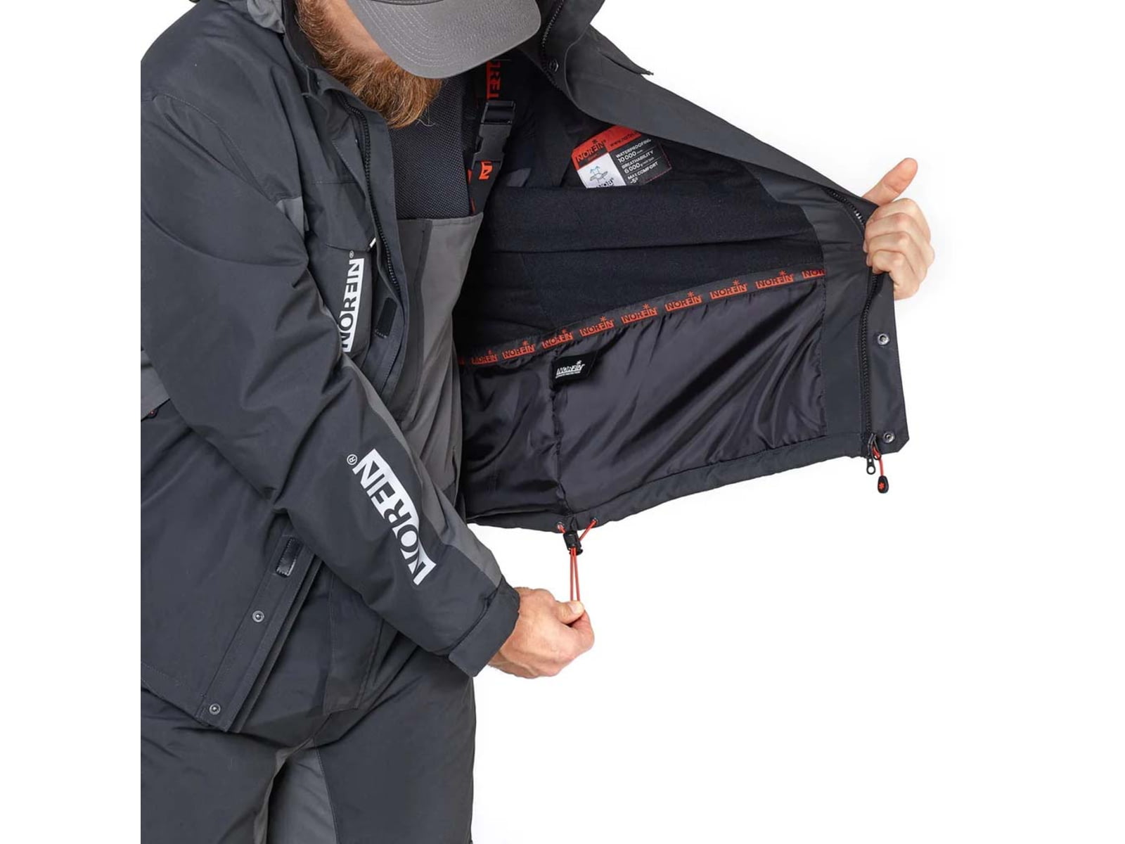 Norfin Boat Insulated Rain Jacket - Mens Gray Black