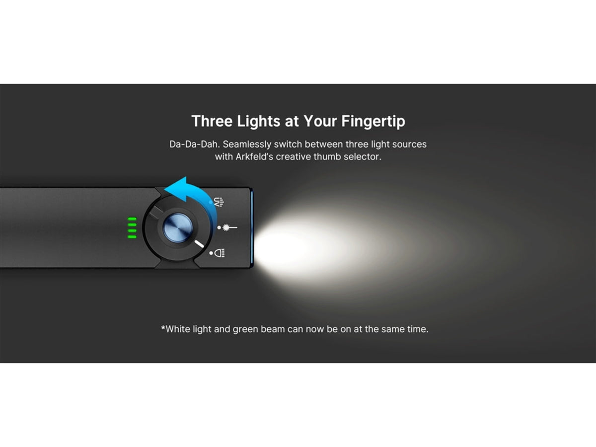 Olight Arkfeld Pro 1300 Lumens LED Rechargeable Flashlight with UV Light & Green Laser Black